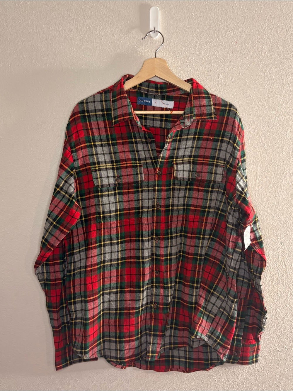 Old Navy Men's Red Plaid Flannel Shirt